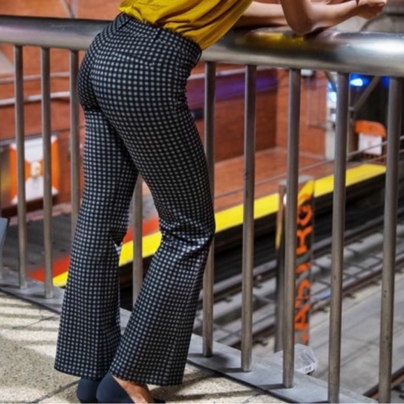 Betabrand Dress Pant Yoga Pants Bootcut Black Gray Gingham Size S Petite NWT - Picture 7 of 11